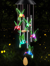 DesGully wind chimes solar hummingbird centerpiece for a tranquil garden at dusk