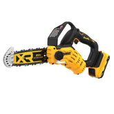 DEWALT DCCS623L1 pruning chainsaw in use for efficient branch cutting