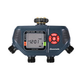 DEWENWILS sprinkler timer four-zone display for precise lawn scheduling.