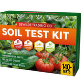 Dewilde Trading Co soil test kit cover showing 140 tests for home gardens and lawns