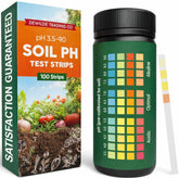 Dewilde Trading Co soil pH test kit with 100 strips and color chart for quick garden readings.