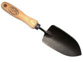 DeWit forged trowel head close-up highlighting sharpened blade for precise digging.