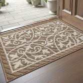 DEXI front door mat in brown with a low-profile design, ideal for seamless door operation