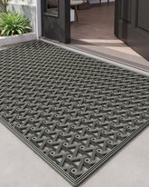 DEXI front door mat outdoor rectangle 32x48 grey helps trap dirt at the door.