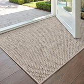DEXI ultra-thin beige door mat traps dirt at the entry, keeping floors cleaner.