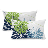 DFXSZ outdoor pillow cover front view with geometric blue-green pattern for patio decor.