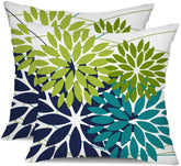 DFXSZ outdoor pillow covers 18x18 dark green flower front view, durable outdoor decor