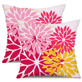 DFXSZ outdoor pillow covers floral pattern close-up showing pink and yellow flowers for vibrant outdoor decor