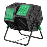 DIAMONDFORGE compost tumbler with two chambers for continuous cycling.