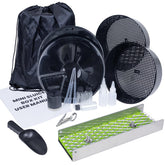DigNew 18-piece gold prospecting kit with mini sluice box for river recovery.