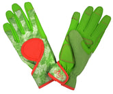 DIGZ 7654 Signature gloves in green leaves pattern close-up for stylish protection.