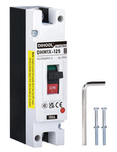 DIHOOL 100A DC disconnect switch front view highlighting rugged panel-mount construction for secure installations.