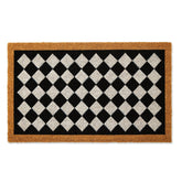 DII natural coir doormat with Harlequin pattern at the entrance.