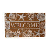 DII Seashells coir doormat close-up highlighting natural scrubbing bristles for dirt removal