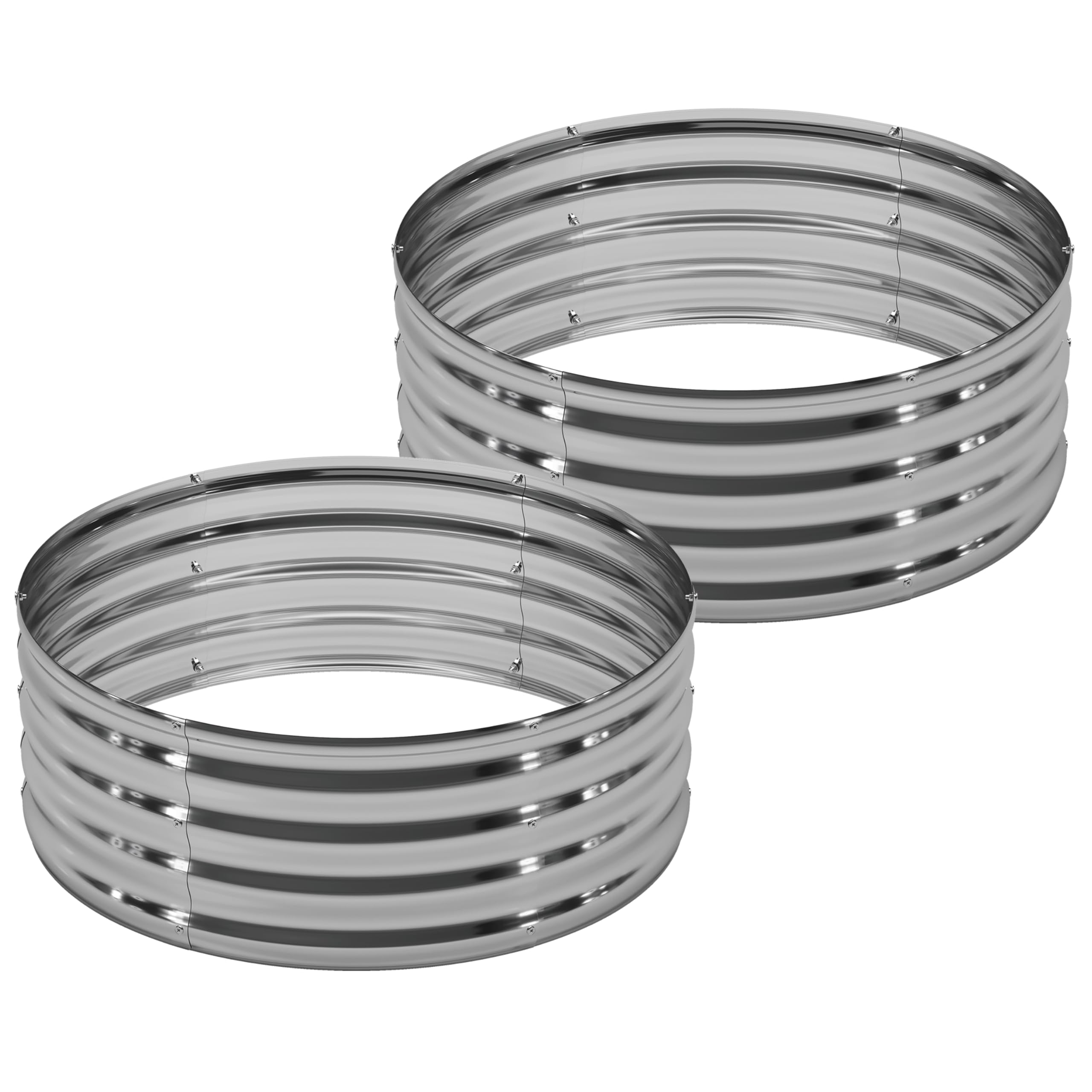 DIIYIV galvanized raised garden bed 36x36-12h, silver finish, for outdoor vegetable planting.