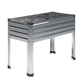 DIIYIV galvanized raised garden bed with legs, assembly view and easy two-piece setup
