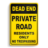 DIMARONGTON Dead End Sign 8x12 front view with high-visibility lettering for private drives