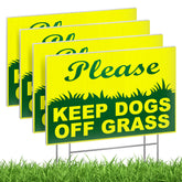 Dimarongton keep-off-grass sign 6x9 double-sided on lawn, boundary cue.