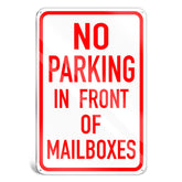 DIMARONGTON no-parking front mailbox sign clearly marks space to prevent obstruction outdoors.