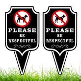 DIMARONGTON Please Be Respectful dog sign double-sided for clear outdoor visibility.