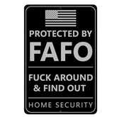 Dimarongton FAFO sign on aluminum for outdoor weatherproof durability.
