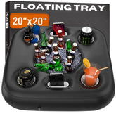 DIVEBLAST premium small floating drink holder on pool surface showing drinks within reach