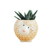 DIYOMR sheep planter front view shows a glossy ceramic pot ideal for succulents.