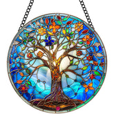 DLNNBKB Tree of Life suncatcher shines through glass, enhancing morning light.