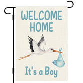 Dlzdn Welcome Home Baby Boy flag on porch adds festive curb appeal.