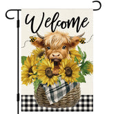 Dlzdn welcome summer flag with sunflowers and Highland cow for outdoor curb appeal