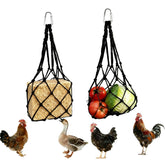 DMIMIA 2pcs chicken vegetable hanging feeder bags in use for enrichment