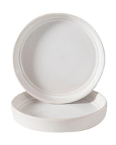 Docrin 2-pack white ceramic plant saucer, front view, durable glazed base protects surfaces.