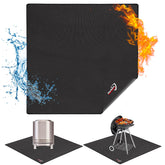 DocSafe fire pit mat under deck setup protects surface from embers and heat.
