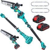 DocSmart electric tree saw with extended pole reaching 16 feet for safe high-branch trimming.