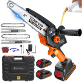 DocSmart mini chainsaw with 8-inch bar installed for fast branch cutting.