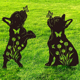 Doesen French Bulldog garden silhouette decor enhances curb appeal while withstanding outdoor weather
