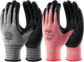 DOFOWORK gardening gloves pack with six red and grey gloves for versatile use