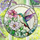 DOUHASU hummingbird suncatcher 8-inch window hangs casting colorful light indoors and outdoors.