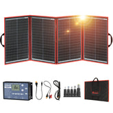 DOKIO 200W foldable panel ready for travel and storage.