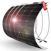 DOKIO 400W flexible panel series setup for scalable off-grid charging.