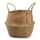 DOKOT seagrass basket with handles holding a plant for chic display.