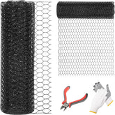 DOLEMODUO 24'' x 50' black chicken wire fence for durable garden borders and livestock protection.
