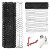 DOLEMODUO 48x50 black chicken wire fencing for versatile garden applications.
