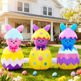 DomKom 6FT Easter inflatable bunny graces the yard for festive curb appeal.