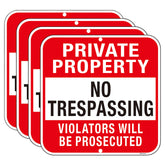 Doninex No Trespassing sign 12x12 metal for outdoor use at night.