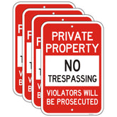 Doninex private-property-no-trespassing-sign 12x18 with high visibility for deterrence at night