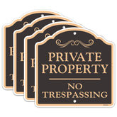 Doninex private property sign with reflective aluminum for nighttime visibility.