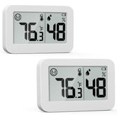 DOOMAY 2-pack mini hygrometer LCD display shows temperature and humidity for quick monitoring.