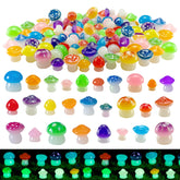 DoTebpa miniature resin luminous mushrooms glow for garden and fairy garden scenes.