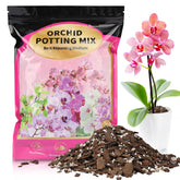 Doter orchid potting mix 1qt showing bark and perlite for improved drainage.